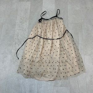 GAP Kids Dress Sz L 10 Cream Black Polka Dot Summer Light Tan